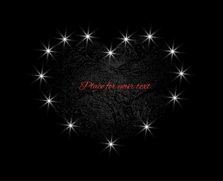 Abstract heart with the light texture of the moon. Vector design element isolated on dark background. Eps.のイラスト素材
