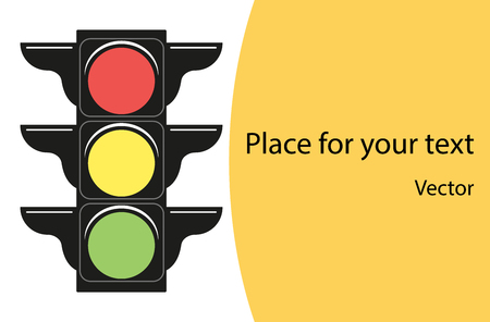 Traffic lights. The concept of road traffic information of cars. Banner with space for text. Vector illustration in flat design style. Eps.のイラスト素材