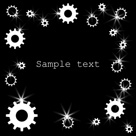 Abstract Gears shiny, silver with highlights with space for text. The concept of mechanisms in the art, banner, background. Vector illustration. Eps.のイラスト素材