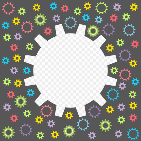 Colored Baby gear isolated on a transparent background. Frame in the form of gears with the possibility of overlay. Vector illustration. Eps.のイラスト素材