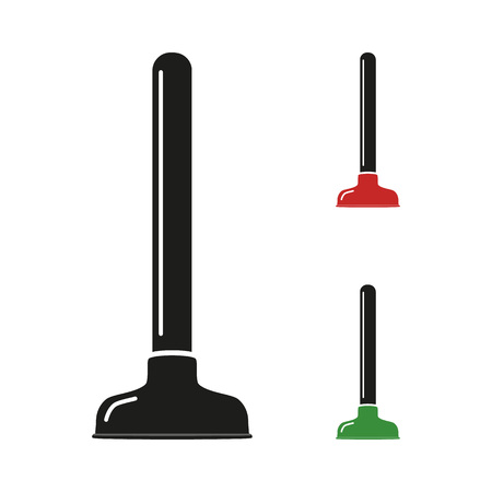 Plunger. Plumbing device for cleaning the pipeline, sewer blockages, toilet. Vector illustration on isolated background. Flat style. Eps.のイラスト素材