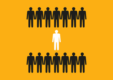 Concept. Dare to be different. Graphics silhouette of people. Don't change others, change yourself. Vector illustration of Courage, faith, perseverance, courage. Think productive. Eps.のイラスト素材