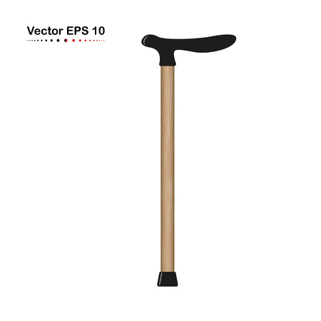 Set wooden walking stick cane, assistance, medical. Vector illustration isolated on white background. Eps.のイラスト素材