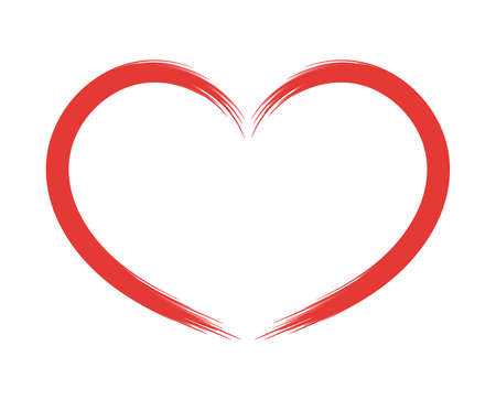 Hand drawn heart, design element for Valentine's Day, icon. Vector object isolated on white background.のイラスト素材