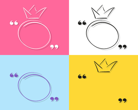 Vector set of quote templates. The concept of the Royal expression. Framework for comments, statements. The elements are isolated on a light background. Eps.のイラスト素材
