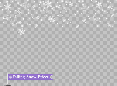 Falling snowflakes on isolated background. Overlay design element. Christmas decorations. Vector illustration. Eps.のイラスト素材
