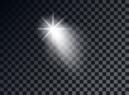 Transparent light elements on an isolated background. Bright reflection, flare. Shining star. Glaring effulgence. Vector illustration. Eps.のイラスト素材
