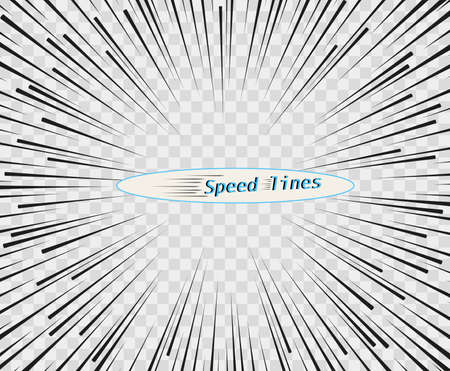 Vector lines of different variants of simple horizontal. The concept of speed, motion, black color. Elements of manga cartoon design for comic books isolated background.のイラスト素材