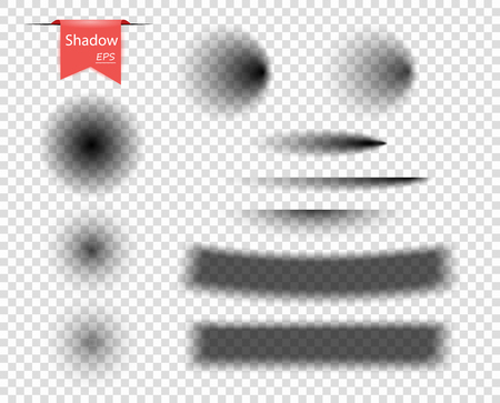 Set of vector transparent isolated shadows, round, oval and rectangular curved. Design elements on an isolated transparent background. Eps.のイラスト素材