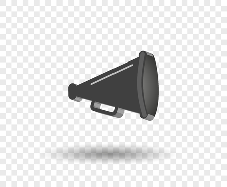 3D megaphone hailer, talking loudly to turn. Sound waves are directed. Vector design element, icon on isolated transparent background. Eps.のイラスト素材