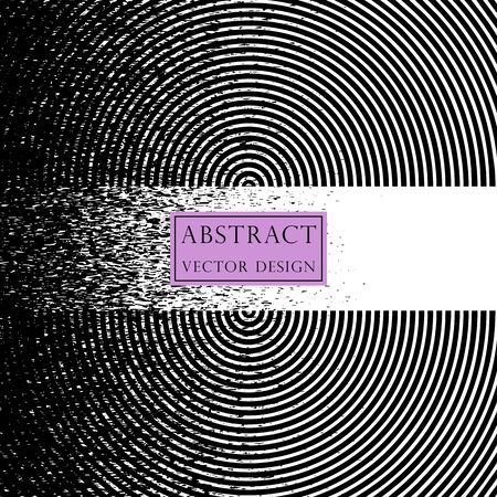 Vector illustration of radiating, concentric circles. Banner, psychedelic, monochrome style.のイラスト素材