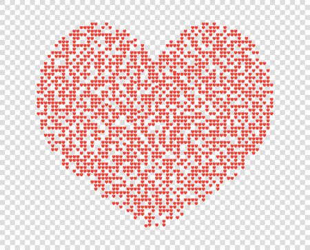 Heart consisting of many small pixel hearts.のイラスト素材