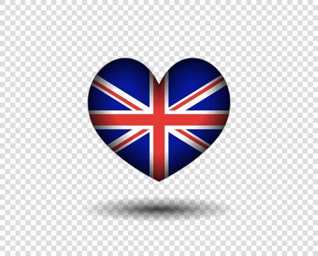 The heart is abstract with a shadow, the flag of great Britain. Icon, logo England flag.のイラスト素材