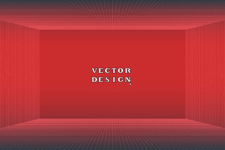 Empty red room, 3D Studio, mesh. Vector illustration.のイラスト素材