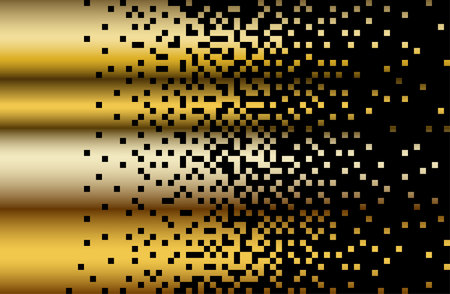 Abstract Golden background of dissolving pixels. Vector illustration.のイラスト素材