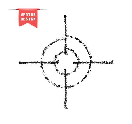 The crosshair effect of charcoal, chalk. Hand drawing with a brush. silhouette, grunge. Target, aim. Vector elements on isolated background..のイラスト素材
