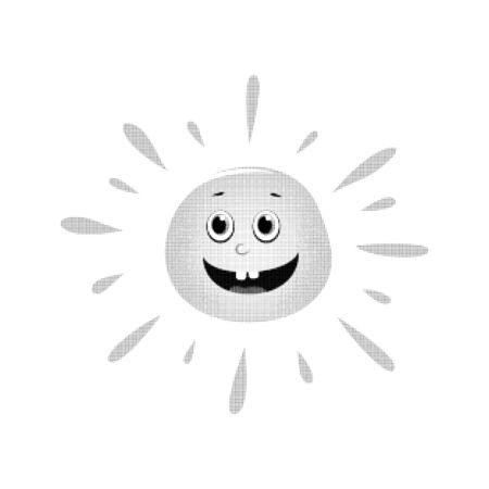 sun is monochrome laughing with eyes and rays. Object icon on an isolated light background.のイラスト素材