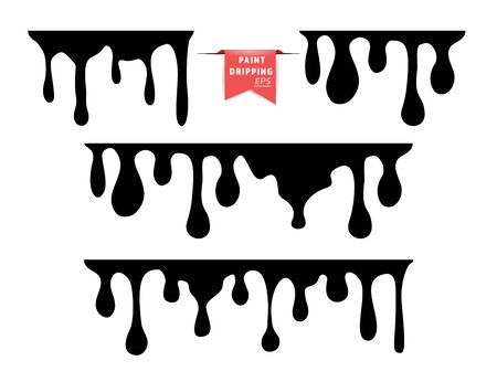 Dripping stretch liquid, paint or resin. Vector decorative design elements of the template. Isolated background.のイラスト素材