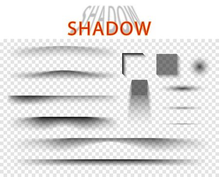 set of linear, square, and oval shadows. Vector images, overlay templates. Isolated background. Eps.のイラスト素材