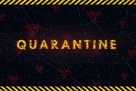 Abstract plate with yellow ribbons and stripes. Quarantine, biohazard. the effect of wear, old age, grunge. Vector illustration, Banner.のイラスト素材