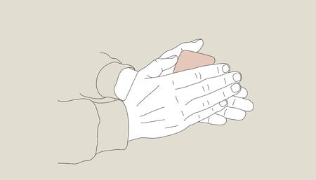 Washing hands with soap vector illustrationのイラスト素材