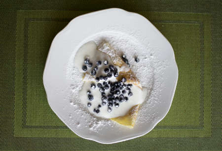 Homemade pancake with blueberriesの写真素材