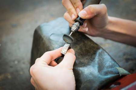 Grinding iron object closeupの写真素材