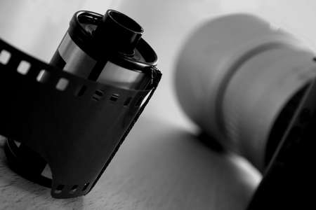 roll of film with slr cameraの写真素材