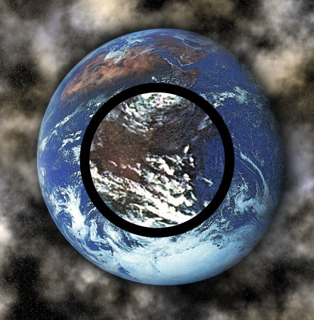 earth with clouds and stars surrounding