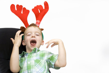 brother and sister on christmas dayの写真素材