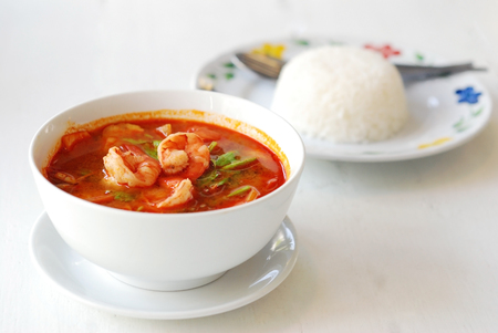 Tom yum soup with shrimp, popular thai foodの写真素材