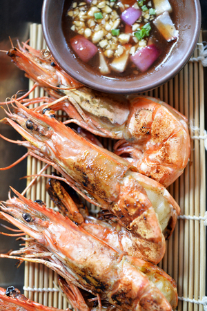 grill shrimp with spicy sauce, selective focusの写真素材