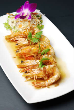 Selective focus of deep fry shrimp in tamarind sauce, Thai foodの写真素材