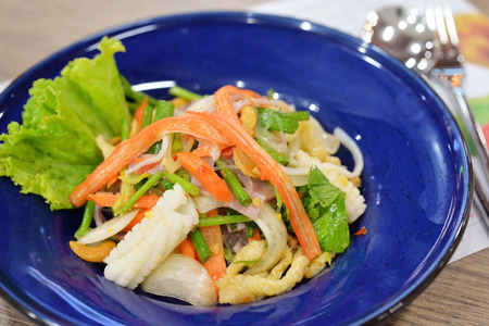 Mix seafood with spicy salad, selective focusの写真素材