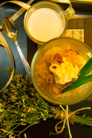 egg custard thai dessertの写真素材