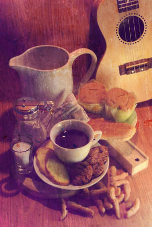 Cup coffee beans vintageの写真素材