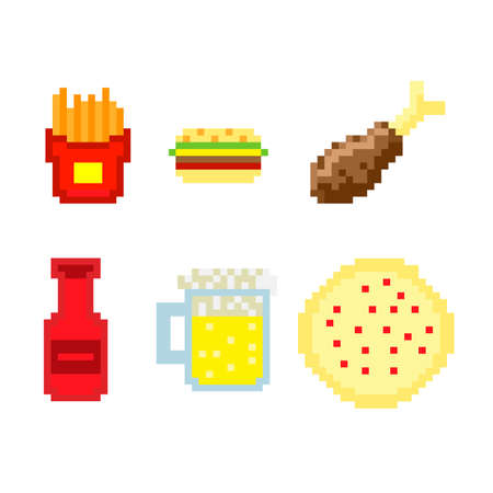 Pixel fast food vectorのイラスト素材
