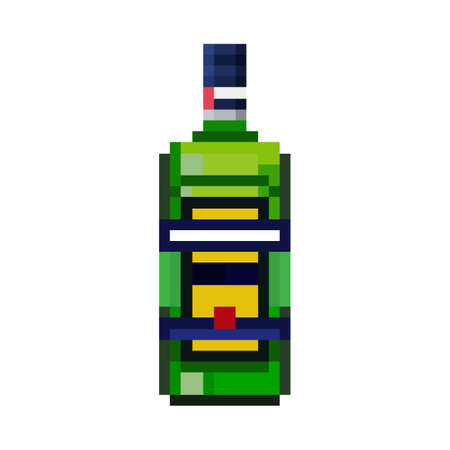 Pixel Bottle of herbal liqueu 8-bitのイラスト素材