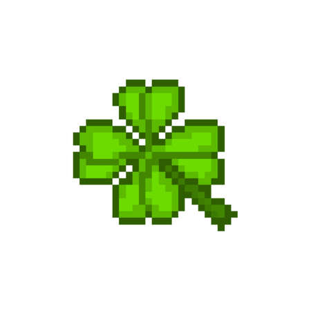 Pixel Four leaf cloverのイラスト素材