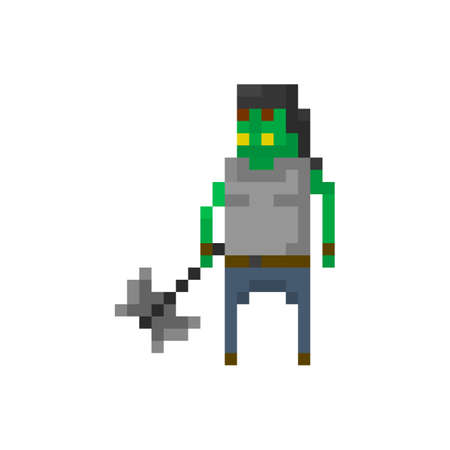 Pixel orc warrior for games and applicationsのイラスト素材