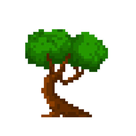 Pixel green summer tree for games and applicationsのイラスト素材