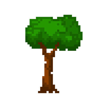 Pixel green summer tree for games and applicationsのイラスト素材
