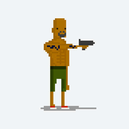 Pixel character criminals for games and applicationsのイラスト素材