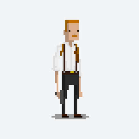 Pixel character of a policeman detective for games and applicationsのイラスト素材