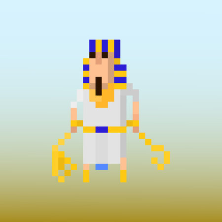 Pixel character Pharaoh for games and applicationsのイラスト素材