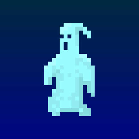 Pixel character ghost for games and applicationsのイラスト素材