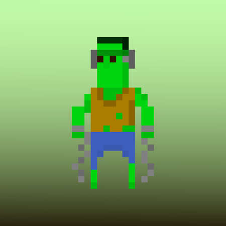 Pixel character frankenstein monster for games and applicationsのイラスト素材