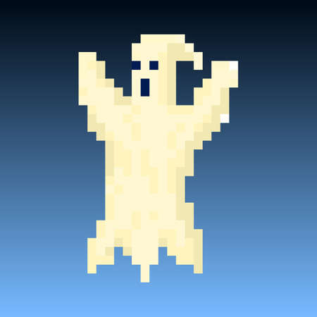 Pixel character ghost for games and applicationsのイラスト素材