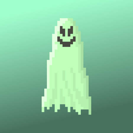 Pixel character ghost for games and applicationsのイラスト素材