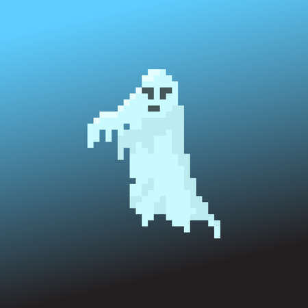 Pixel character ghost for games and applicationsのイラスト素材